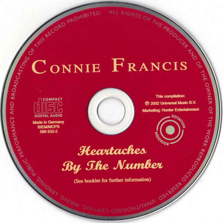 Connie Francis  Heartaches, By The Number : CD
